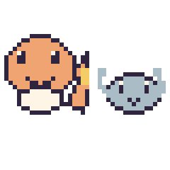 Pixel art Salamèche et Racaillou mini, grille 40 × 40