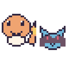 Pixel art Salamèche et Riolu mini, grille 40 × 40