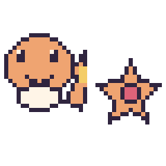Pixel art Salamèche et Stari mini, grille 40 × 40