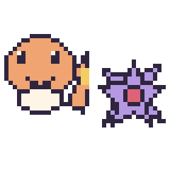 Pixel art Salamèche et Staross mini, grille 40 × 40