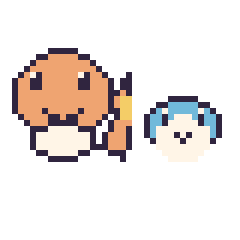Pixel art Salamèche et Tiplouf mini, grille 40 × 40