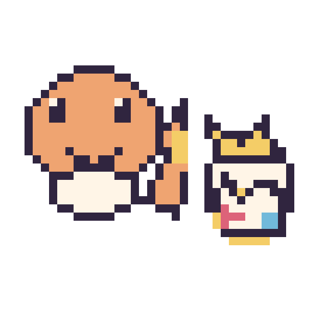 Modèle de pixel art Salamèche et Togepi mini sur une grille de 40 par 40 cases