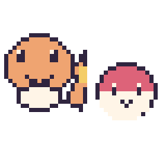Pixel art Salamèche et Voltorbe mini, grille 40 × 40