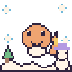 Pixel art Salamèche en hiver, grille 40 × 40