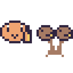 Pixel art Salamèche mini et Doduo mini, grille 32 × 32