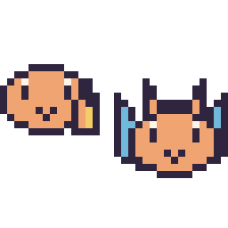 Pixel art Salamèche mini et Dracaufeu mini, grille 32 × 32