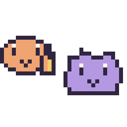 Pixel art Salamèche mini et Métamorph mini, grille 32 × 32
