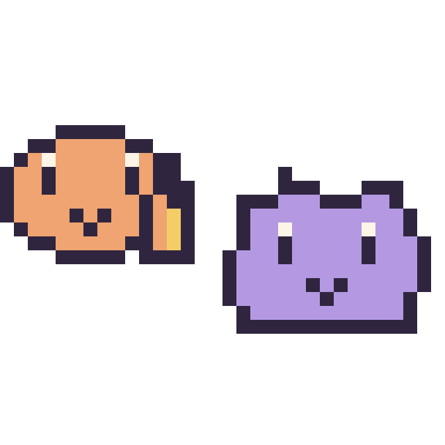 Modèle de pixel art Salamèche mini et Métamorph mini sur une grille de 32 par 32 cases
