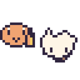 Pixel art Salamèche mini et Osselait mini, grille 32 × 32