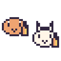 Pixel art Salamèche mini et Ponyta mini, grille 32 × 32