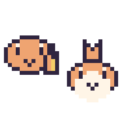 Pixel art Salamèche mini et Poussifeu mini, grille 32 × 32