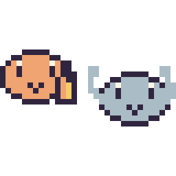 Pixel art Salamèche mini et Racaillou mini, grille 32 × 32