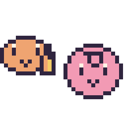 Pixel art Salamèche mini et Rondoudou mini, grille 32 × 32