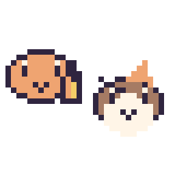 Pixel art Salamèche mini et Roucool mini, grille 32 × 32