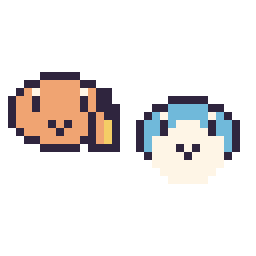 Pixel art Salamèche mini et Tiplouf mini, grille 32 × 32