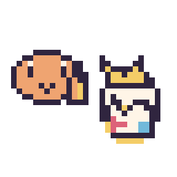 Pixel art Salamèche mini et Togepi mini, grille 32 × 32