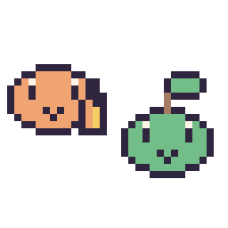 Pixel art Salamèche mini et Tortipouss mini, grille 32 × 32