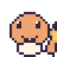 Pixel art Salamèche, grille 24 × 24