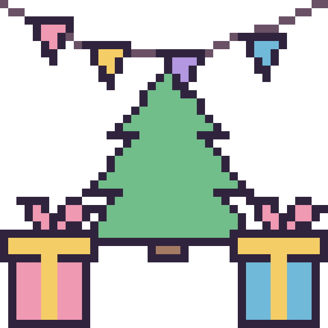 Modèle de pixel art Sapin pour un anniversaire sur une grille de 40 par 40 cases