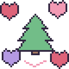 Pixel art Sapin avec des cœurs, grille 40 × 40