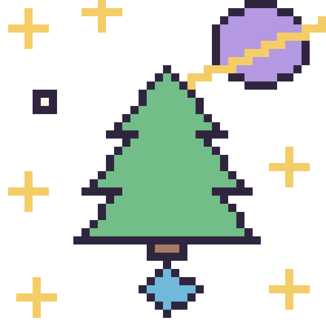 Modèle de pixel art Sapin dans l’espace sur une grille de 40 par 40 cases