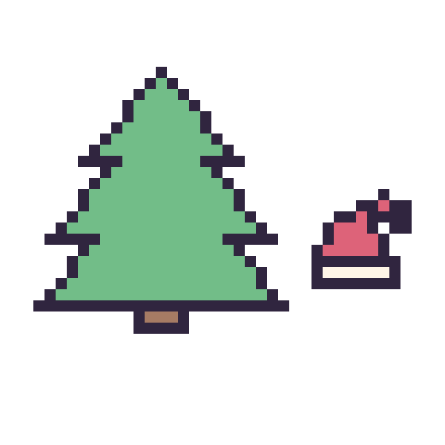 Modèle de pixel art Sapin et Bonnet de Noël simple 10 × 10 sur une grille de 40 par 40 cases