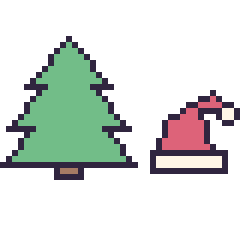 Pixel art Sapin et Bonnet de Noël simple 16 × 16, grille 40 × 40