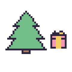 Pixel art Sapin et Cadeau simple 10 × 10, grille 40 × 40