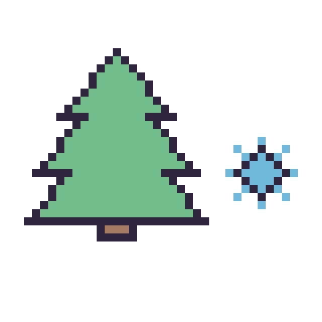Modèle de pixel art Sapin et Flocon simple 10 × 10 sur une grille de 40 par 40 cases