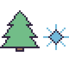 Pixel art Sapin et Flocon simple 16 × 16, grille 40 × 40