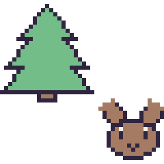 Pixel art Sapin et Renne en portrait, grille 40 × 40