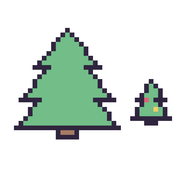 Modèle de pixel art Sapin et Sapin de Noël simple 10 × 10 sur une grille de 40 par 40 cases