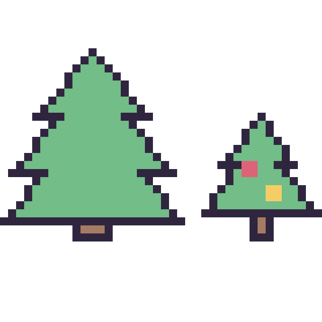 Modèle de pixel art Sapin et Sapin de Noël simple 16 × 16 sur une grille de 40 par 40 cases