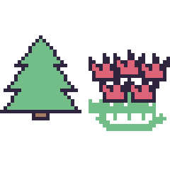 Pixel art Sapin et Tulipe en couronne, grille 48 × 48