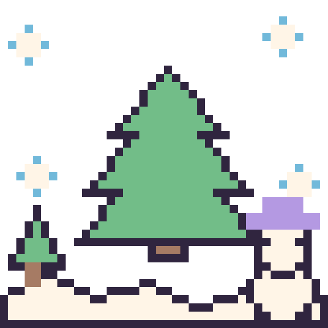 Modèle de pixel art Sapin en hiver sur une grille de 40 par 40 cases