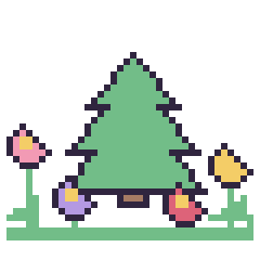 Pixel art Sapin dans le jardin, grille 40 × 40