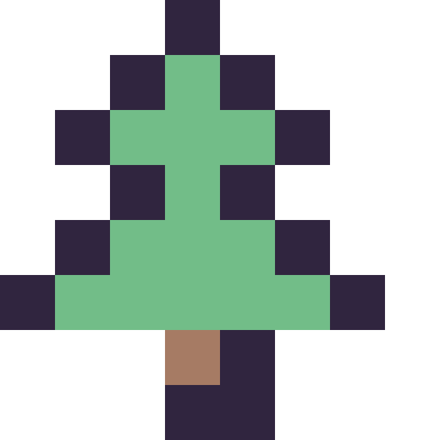 Modèle de pixel art Sapin mini sur une grille de 8 par 8 cases