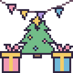 Pixel art Sapin de Noël pour un anniversaire, grille 40 × 40