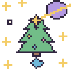 Pixel art Sapin de Noël dans l’espace, grille 40 × 40