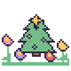 Pixel art Sapin de Noël dans le jardin, grille 40 × 40