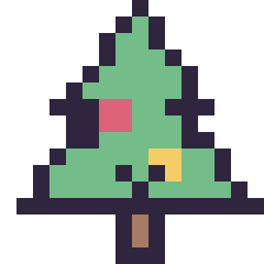 Pixel art Sapin de Noël kawaii 16 × 16, grille 16 × 16