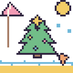 Pixel art Sapin de Noël à la plage, grille 40 × 40