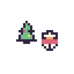 Pixel art Sapin de Noël simple 10 × 10 et Bonhomme de neige simple 10 × 10, grille 32 × 32