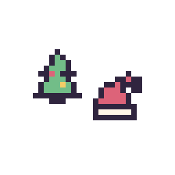 Pixel art Sapin de Noël simple 10 × 10 et Bonnet de Noël simple 10 × 10, grille 32 × 32