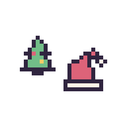 Pixel art Sapin de Noël simple 10 × 10 et Bonnet de Noël simple 12 × 12, grille 32 × 32