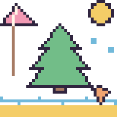 Pixel art Sapin à la plage, grille 40 × 40
