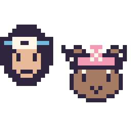 Pixel art Sasuke mini et Chopper mini, grille 32 × 32