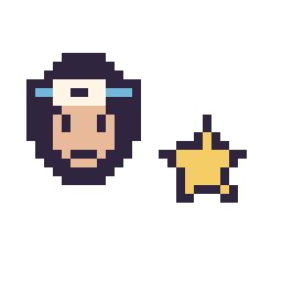 Pixel art Sasuke mini et Étoile simple 10 × 10, grille 32 × 32