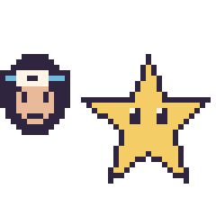 Pixel art Sasuke mini et Étoile, grille 40 × 40