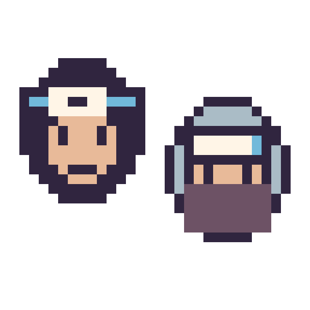Modèle de pixel art Sasuke mini et Kakashi mini sur une grille de 32 par 32 cases